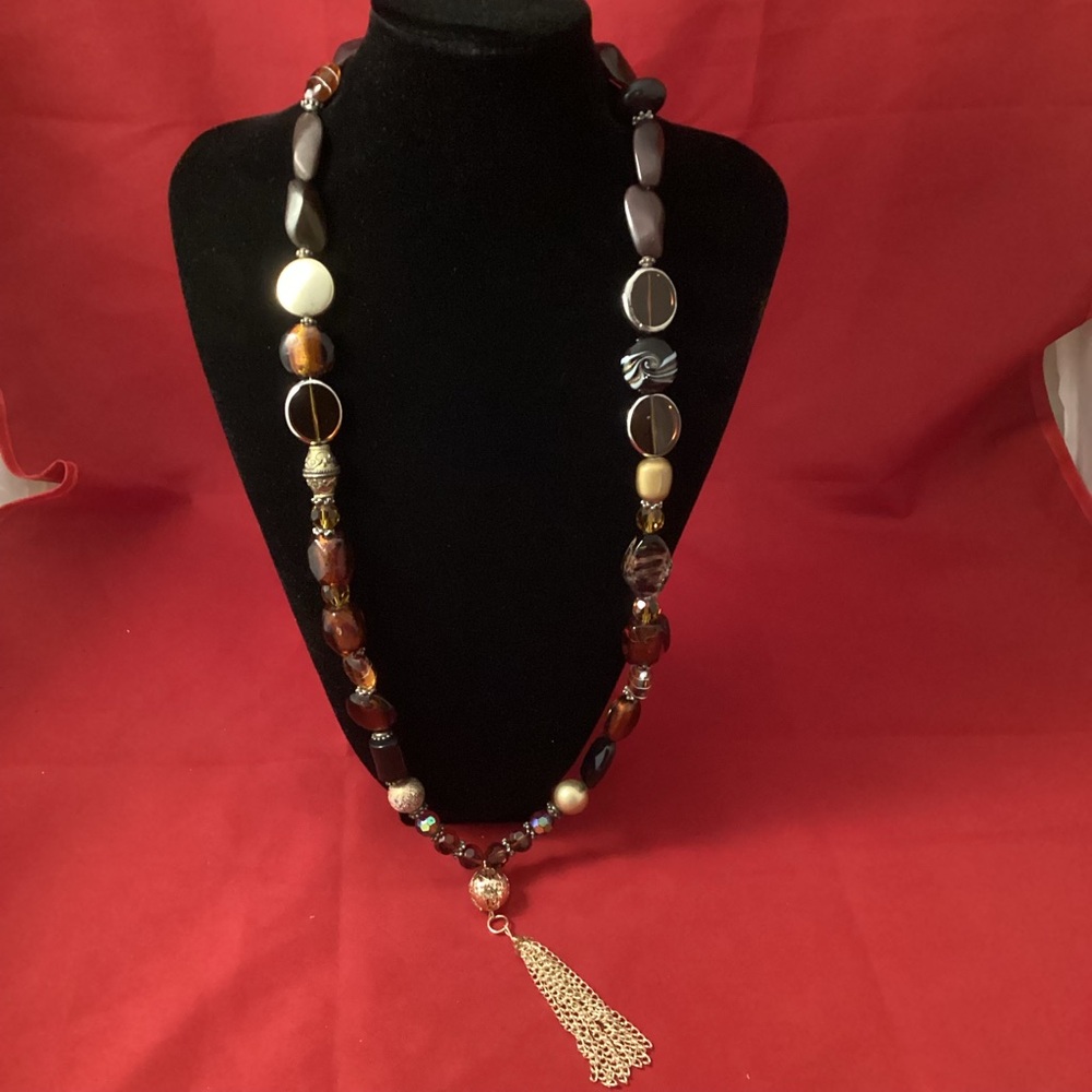 Long chunky beads Necklace Mixed Material
